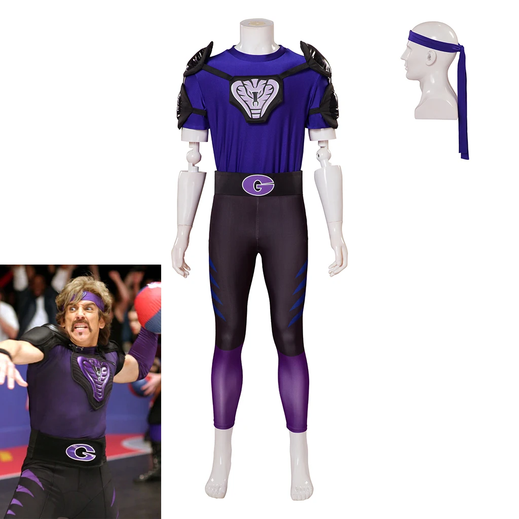 Movie Dodgeball White Goodman Cosplay Costume Men Purple Suit Fantasia Costume Male Halloween Carnival Party Outfits