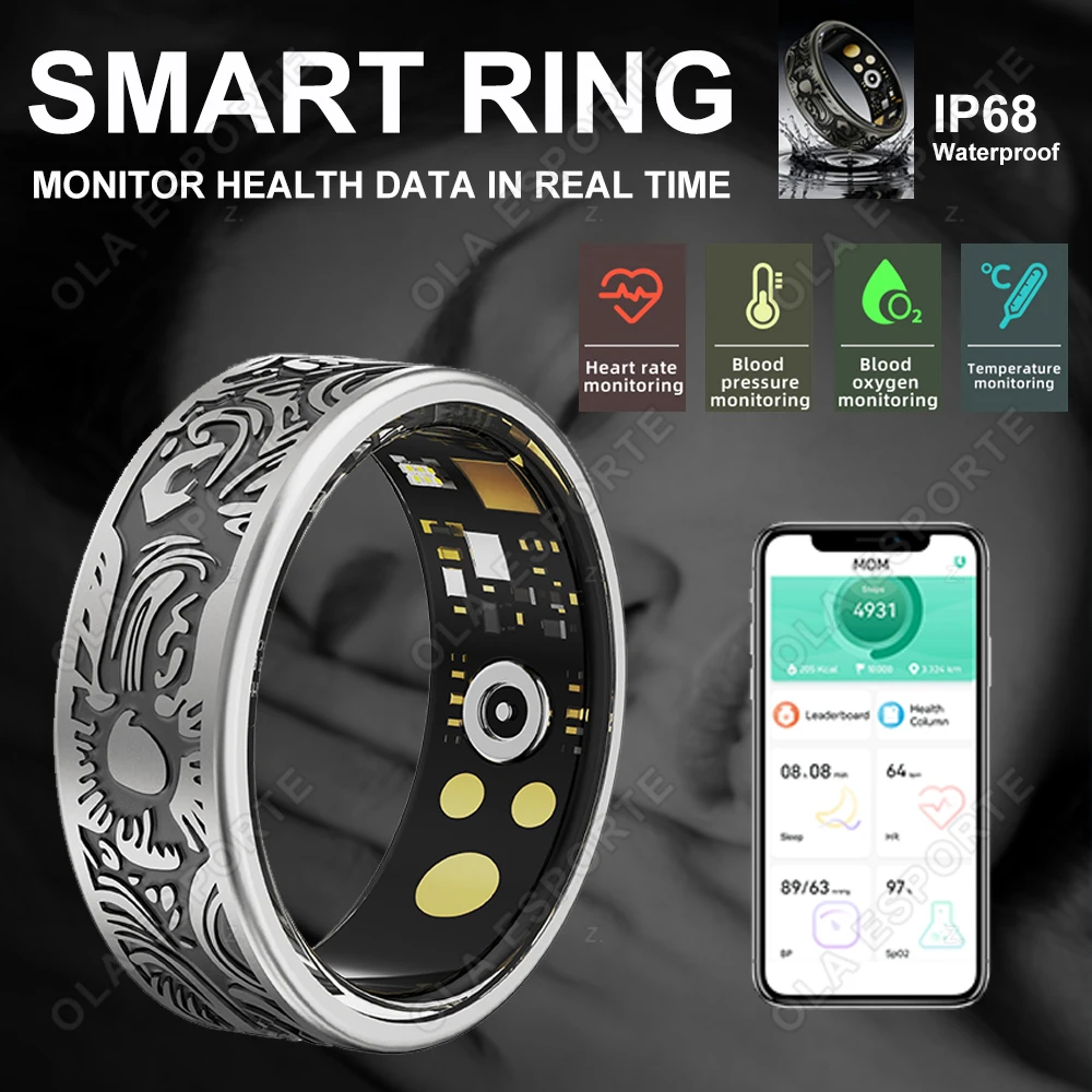 

Новое ретро-умное кольцо 2026 года: мониторинг сердечного ритма, артериального давления, сна, здоровья, отслеживание спортивной активности, водонепроницаемое, для мужчин и женщин, подарок