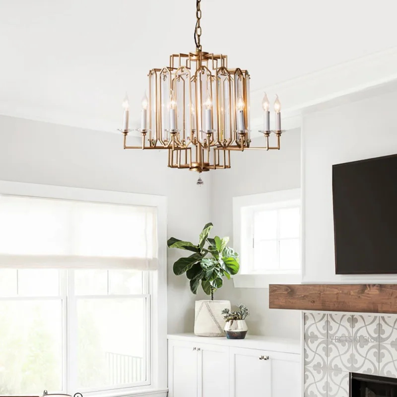 French living room crystal chandelier, American retro, atmospheric, personalized villa lobby high-end light