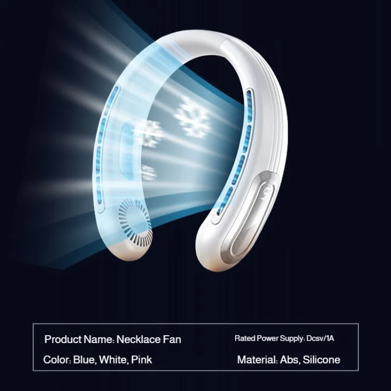 Портативный подвесной маленький вентилятор на шею, бесшумный безлистный охлаждающий маленький ленивый вентилятор