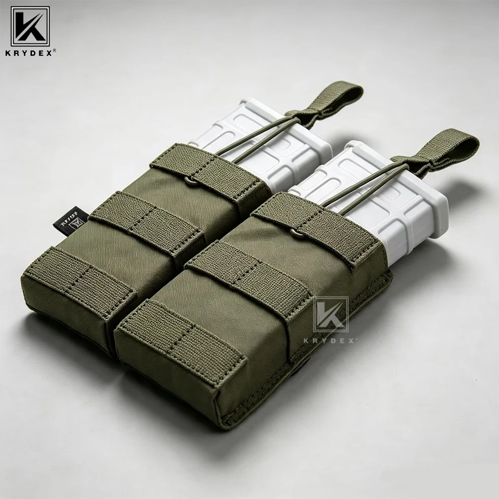 KRYDEX Tactical Double Magazine Pouch Modular MOLLE Open-Top 556 Mag Carrier Holder Pouch for M4 M16 AR-15 Hunting Accessory