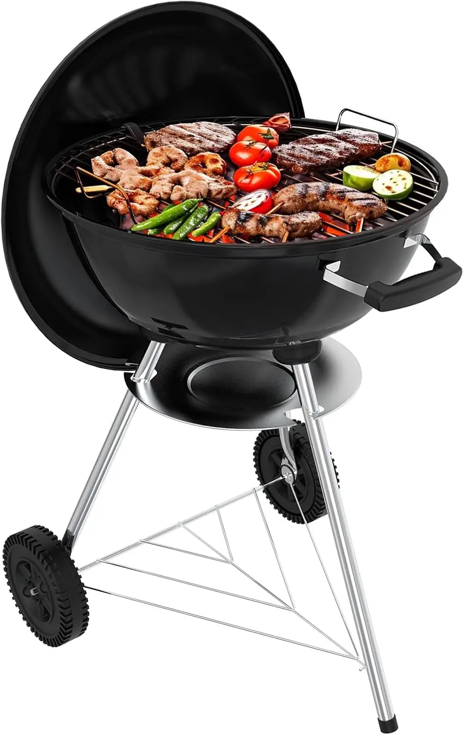 

18 inch Charcoal Grill, Portable Kettle BBQ Grills, Perfect BBQ Gift, Durable & Easy to Assemble, Round Barbecue Grill with Whee