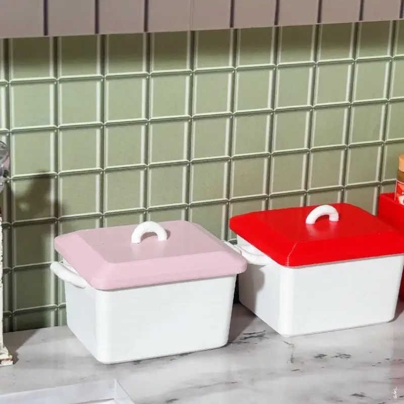 1 peça de miniatura de casa de bonecas 1/12, modelo de caixa de panqueca com tampa, acessórios de cozinha para decoração de casa de bonecas, brinquedo