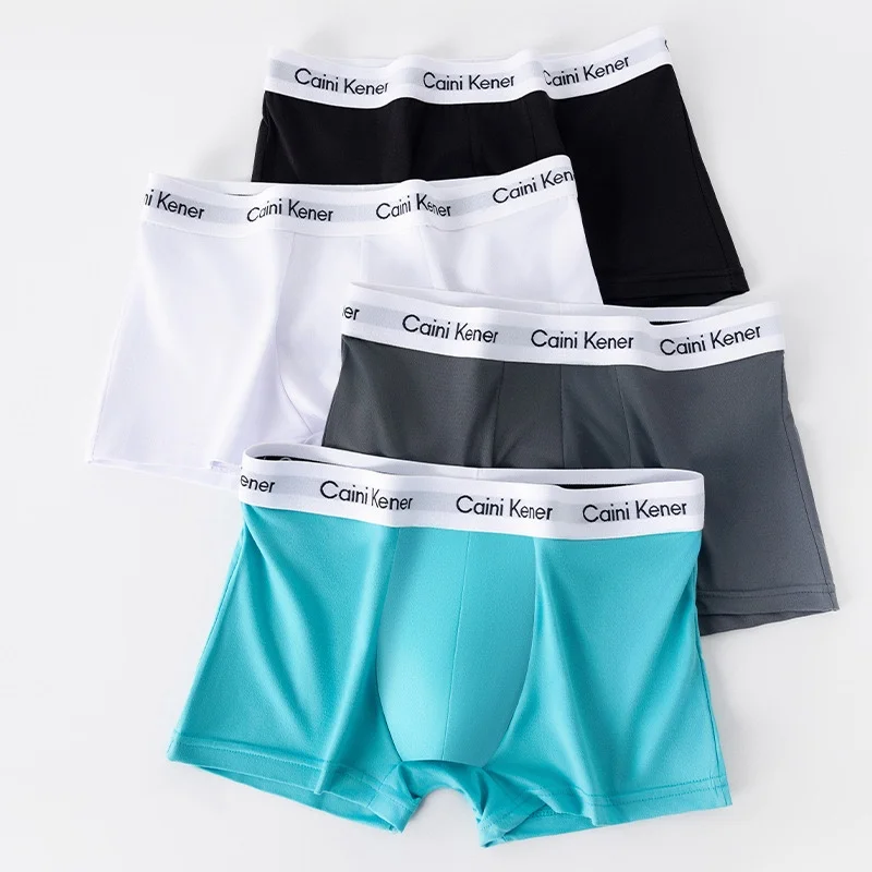 5Pcs/Lot Men\'s Shorts Brand Underwear Solid Color Sexy Boxer Shorts Breathable Comfortable High Stretch Soft Underwear Men L-3XL