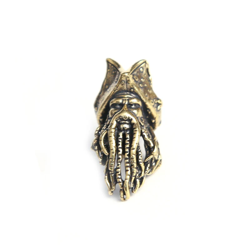 Polvo rosto pirata rei estatueta faca de bronze grânulo paracord cordão pingente diy guarda-chuva corda edc ferramenta ao ar livre acessórios