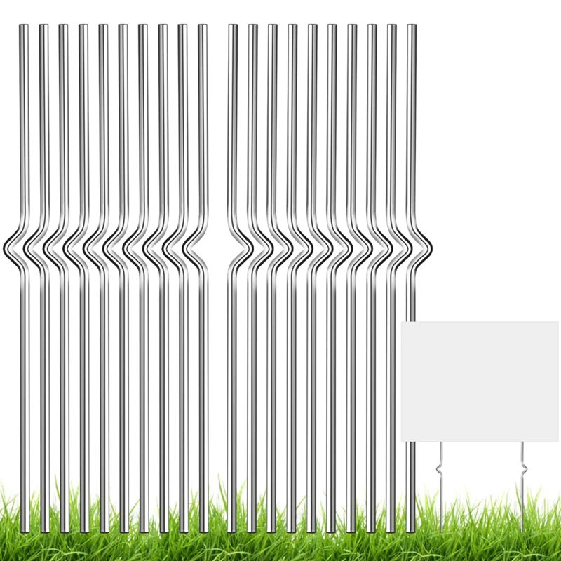 Yard Sign Stakes 20 Pack 13 Inch Metal Stakes For Yard Signs Galvanized Heavy Duty Metal Lawn Sign Stake Easy Install