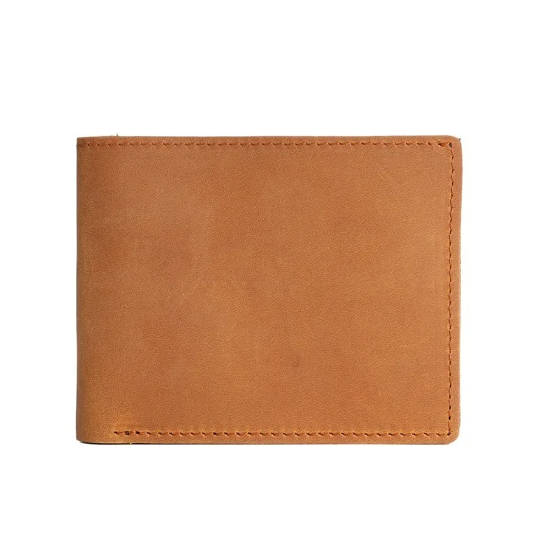 Portefeuille Crazy Horse pour hommes, porte-monnaie en cuir véritable, pochette de grande capacité, fente multi-cartes, portefeuilles courts rétro décontractés