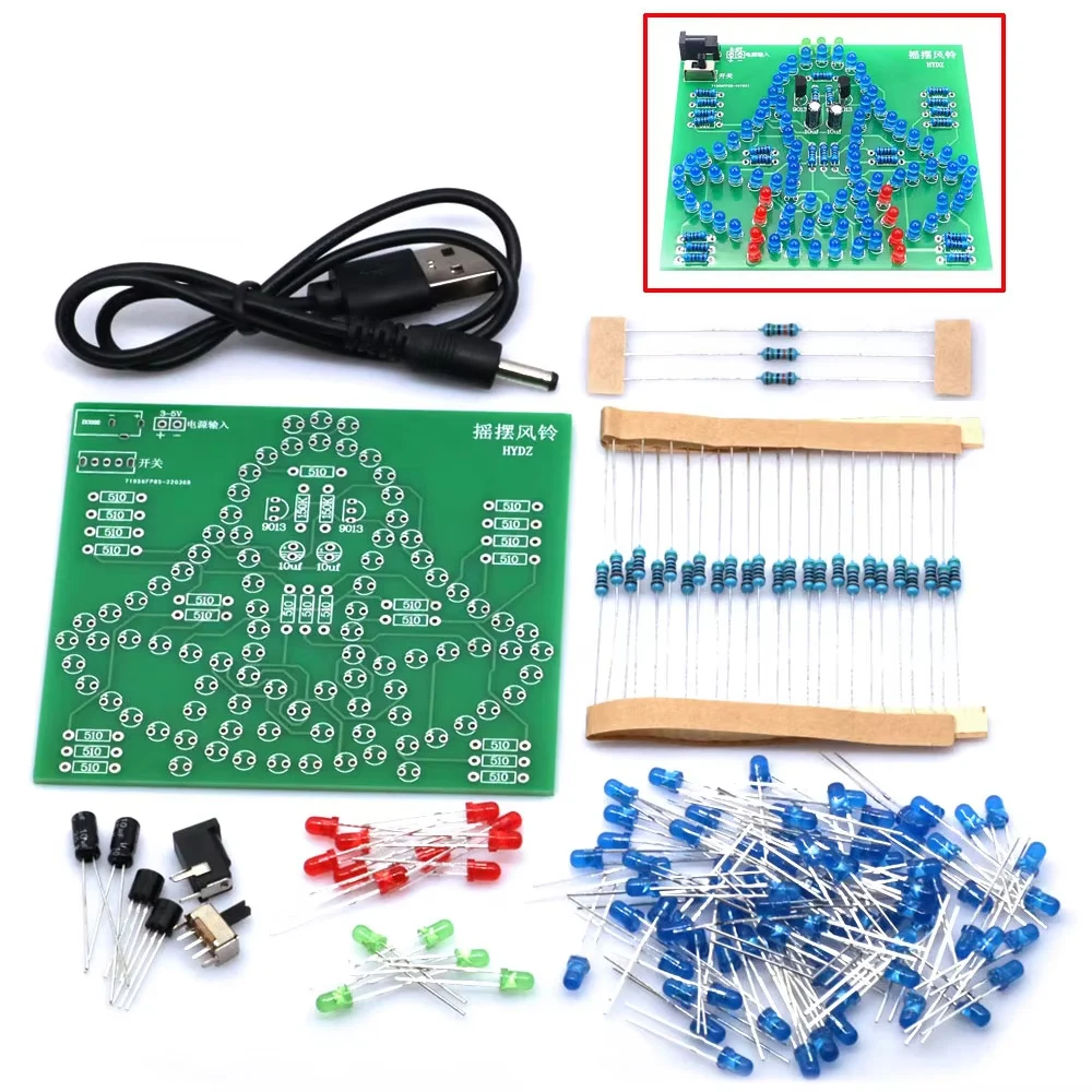 Laboratory Swing Bells DIY Windbell Fun Soldering Electronic Swing Bells Wind Chime 95 LEDs Flashing Light DC 5V Learning Kit