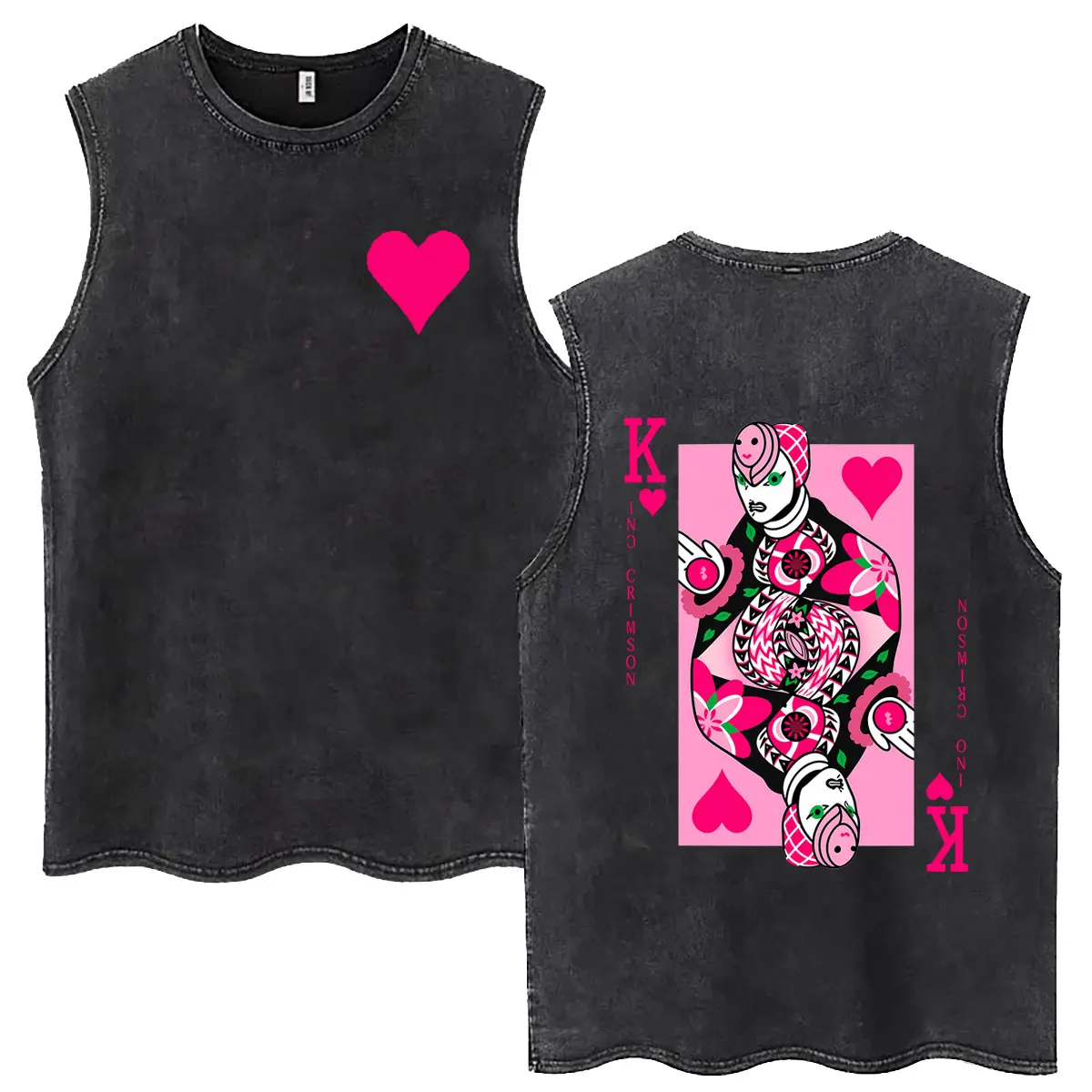 Hot Sale Anime Jojo Bizarre Adventure Washed Sleeveless Vest T-shirt Manga Jotaro Kujo Tank Tops Men Women Fashion Streetwear view 5