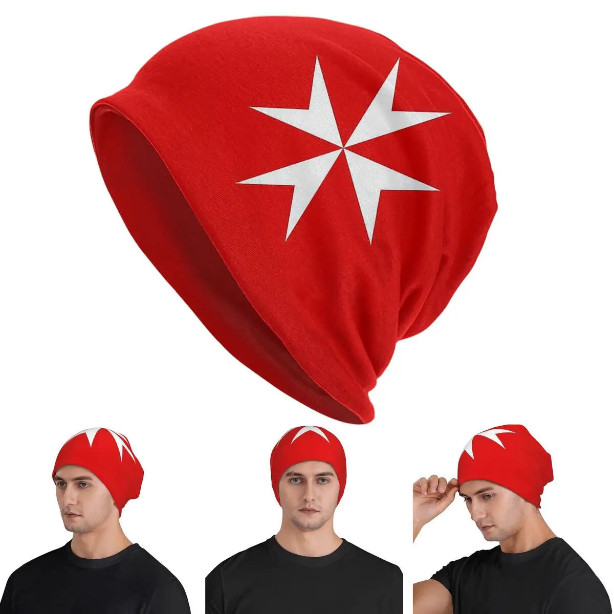 

Шапки-бини с мальтийским крестом и флагом Skullies, теплая осенне-зимняя уличная шапка, вязаные шапки с капюшоном для взрослых унисекс