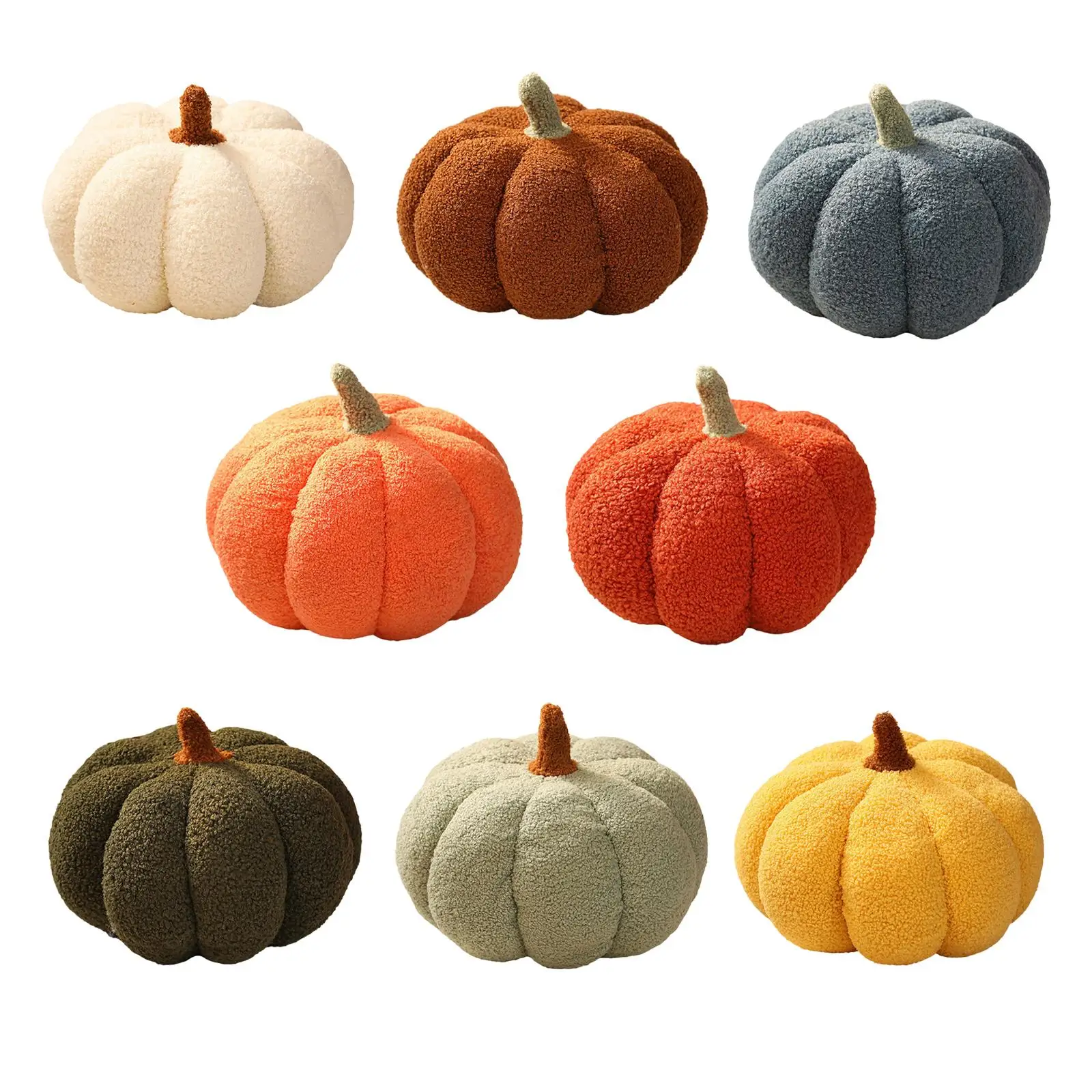 Plush Pumpkin Throw Pillow Halloween Cute 3D Stuffed Cushion Decorative Sofa Pillow for Bedroom Living Room Car Autumn Accent