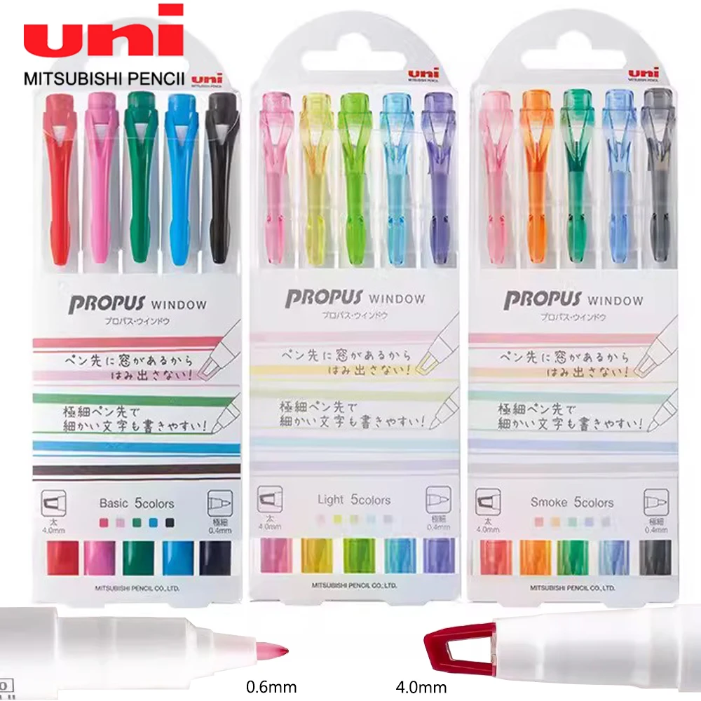 Japan UNI Double-headed Highlighter PUS-103T Accent Markings with Colored Markers  Kawaii School Supplies Art Stationery