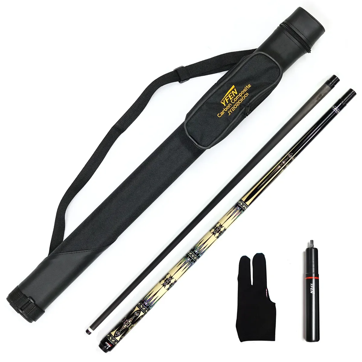 Christmas gift  Carbon Fiber Shaft 1/2 Billiard Pool Cue Kit With Cue Case, Glove, Billiard Cue Extension