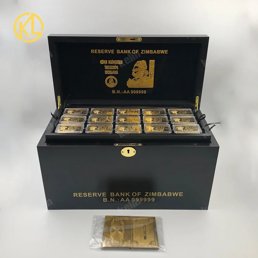 Gold Plated Metal African Banknote Coin em Caixa de madeira Set com Certificados, Presentes Vip Clientes, Frete Grátis, 270PCs