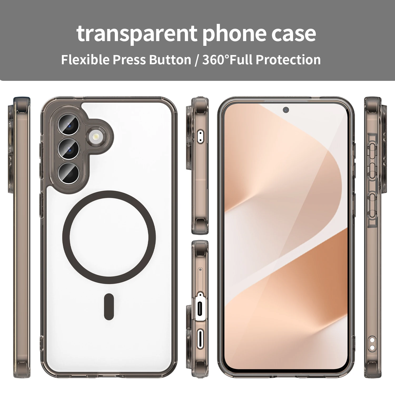 Flexible Magnetic Wireless Charging Transparent Case For Samsung Galaxy A57 A37 A27 A17 5G Cover Shell Fundas Coque view 2