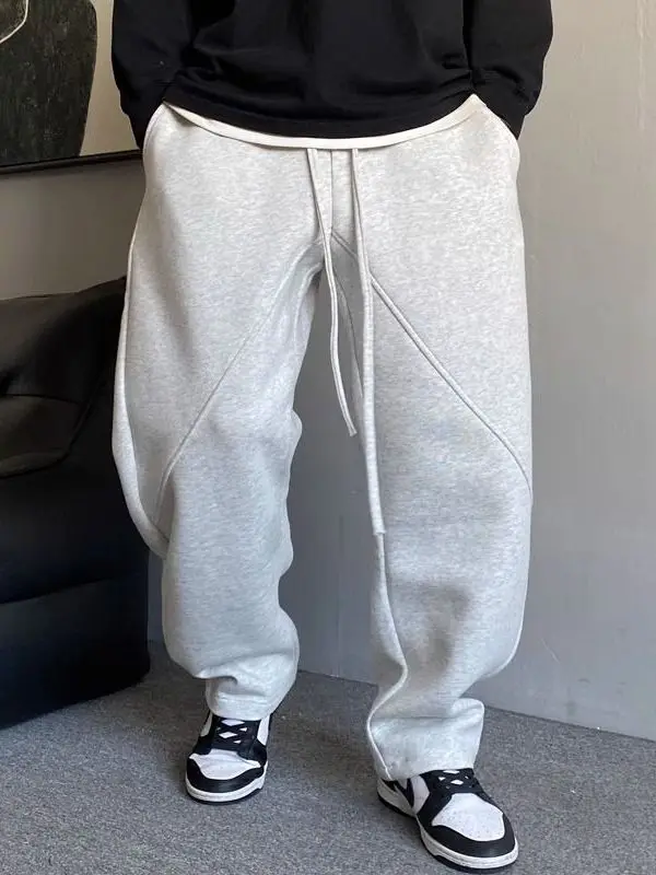 

Утепленные спортивные брюки унисекс больших размеров на флисе с эластичным поясом, зимние теплые модные повседневные брюки с широкими штанинами