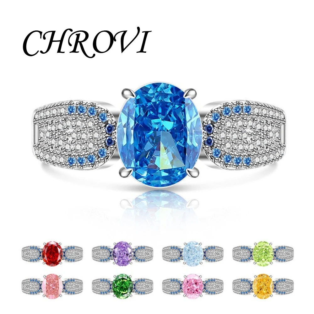 Exquisite 925 sterling silver best-selling colored gemstone ice-flower pigeon egg ring with high-carat diamond inlay finger ring