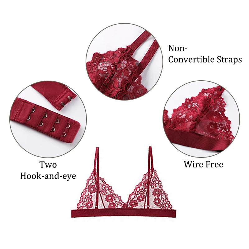 Women's Lace Bralette, Sexy Thin Transparent Bra
