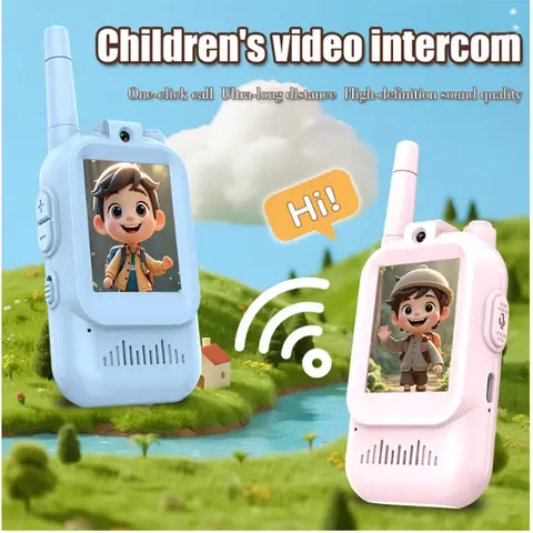 2PCS Video Walkie Talkies Mini Radio Rechargeable 2inch Highdefinition Screen Voice Changer For Indoor Travel Birthday Kids Gift