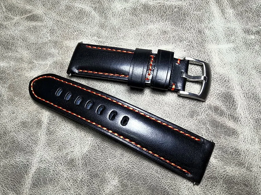 Thick Cowhide Watchband 20 21 22mm Luxury Black Handmade  Vintage Derma Men Bracelet Leather Wrist Band Belt Strap Accessories