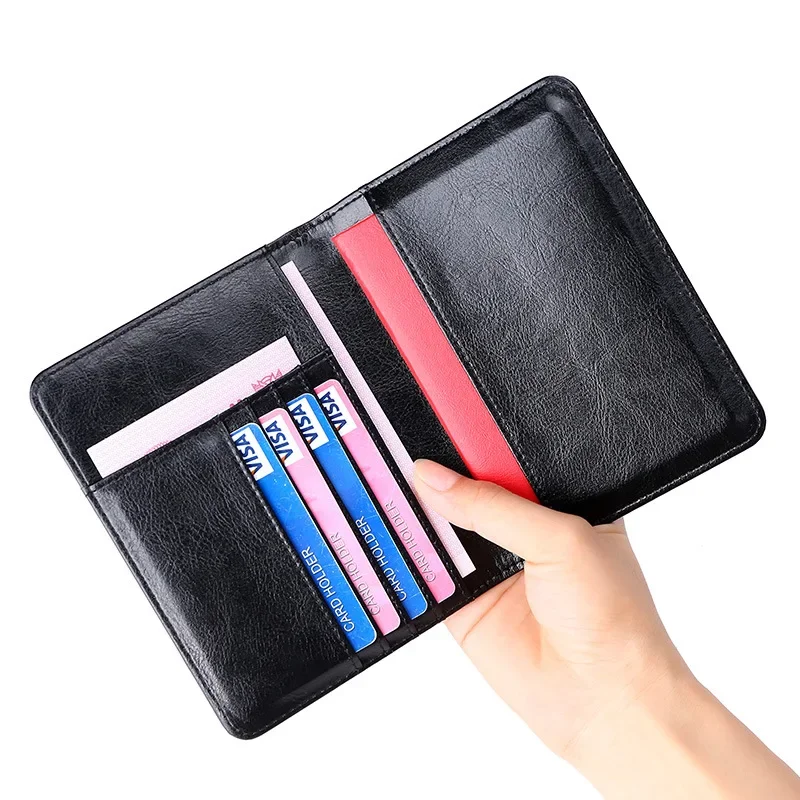 للجنسين جلد طبيعي غطاء جواز سفر RFID حجب الرجال حامل جواز السفر حافظة بطاقات الهوية محفظة سفر للنساء