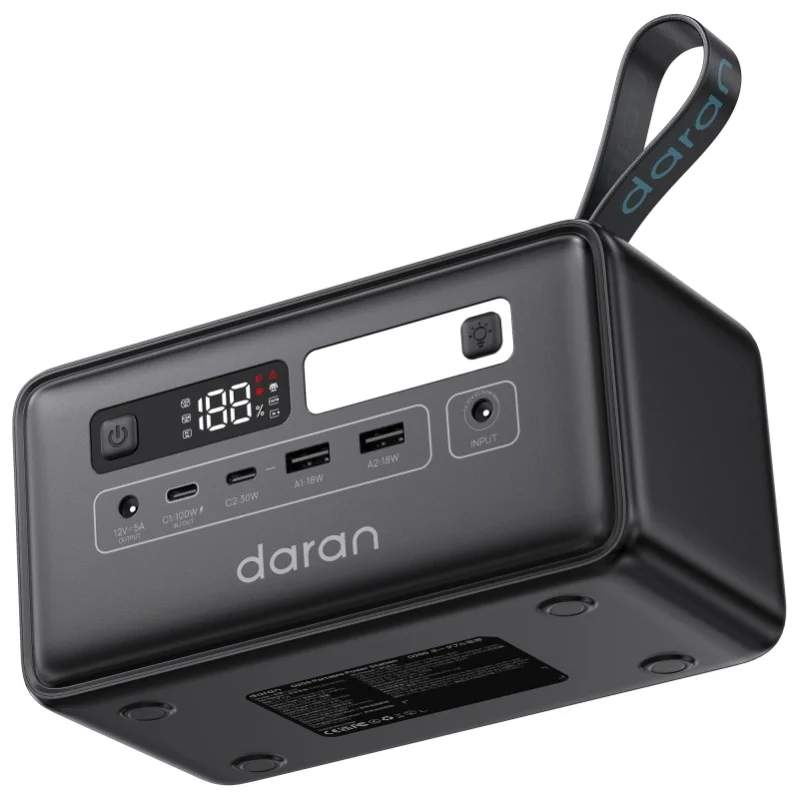 Tragbare Powerstation Daran Q200 192Wh LiFePO4 100W PD Schnellladung Leichtgewicht für Camping Reisen Notfälle