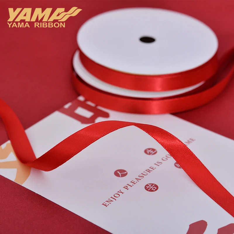 YAMA Double Face Satin Ribbon 6 9 13 16 19 22 mm 100yards Red Pink Series Ribbon for Wedding Decoration Handmade Rose Flowers