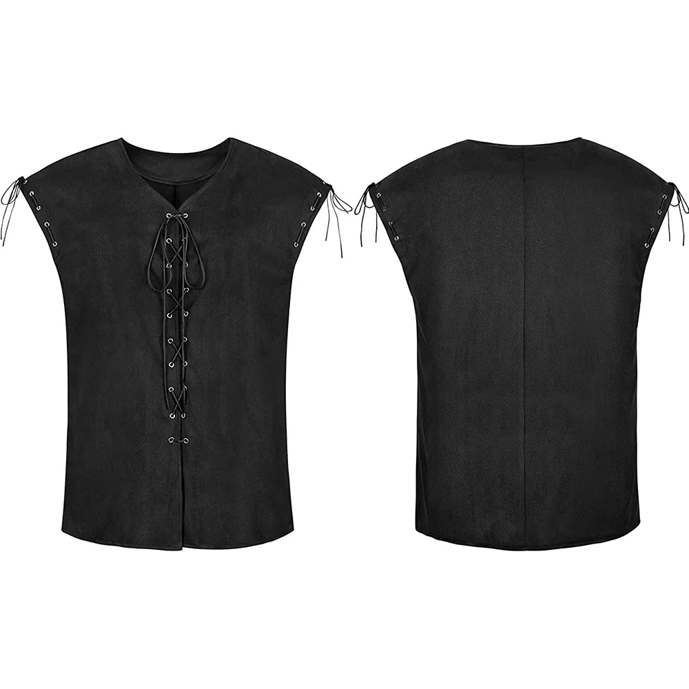 Herren Piraten weste Wikinger Kostüm für Männer braune Steampunk Weste schwarz Schnür weste Top Männer Weste mittelalter liche Cosplay Accessoires