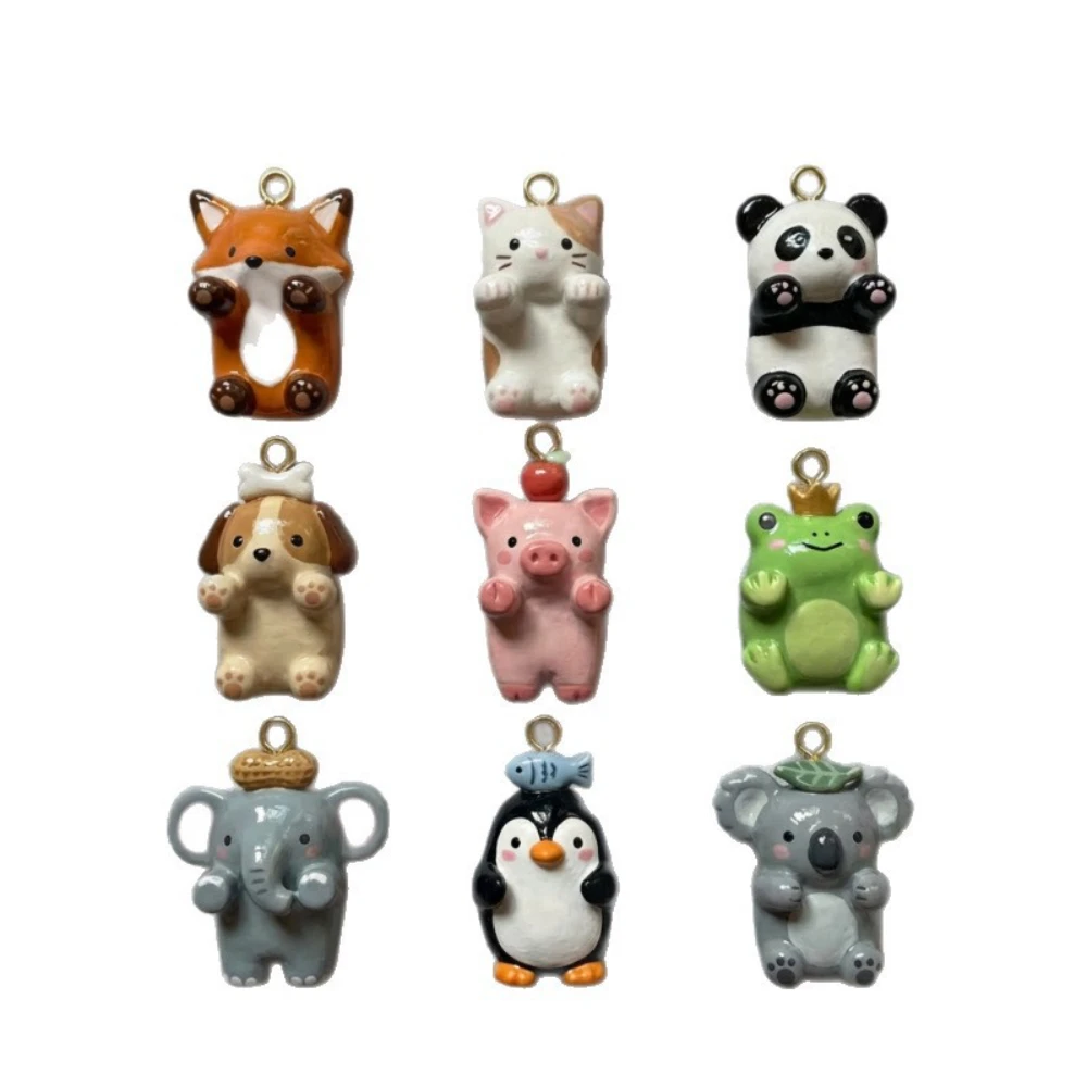 Einfache Cartoon-Tierfiguren-Serie: Ferkel, Kätzchen, Panda, DIY-Anhänger, Charms für die Schmuckherstellung – Detail 3
