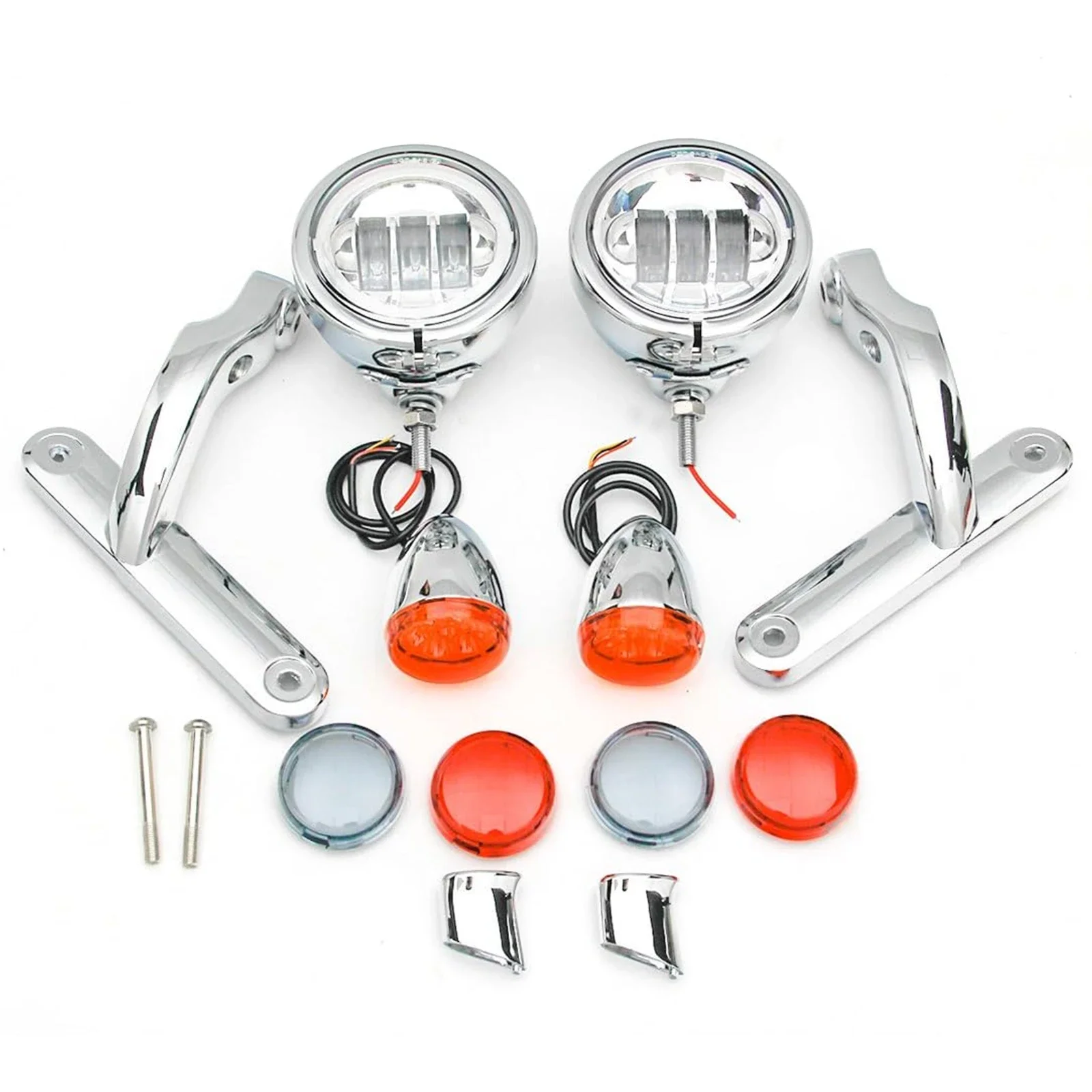 For Harl-ey Davidson 4.5'' LED Auxiliary Fog Passing Lighting Bracket Road King Street Glide Turn Signal Lights Spot Fog Light