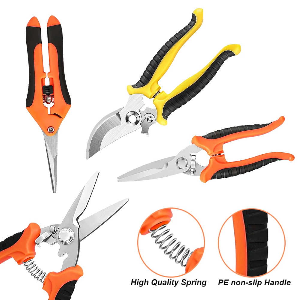

3Pcs Garden Pruning Shears Safe Lock Plants Trimming Scissor Multifunction for Harvesting Picking Indoor Outdoor Greenhouse
