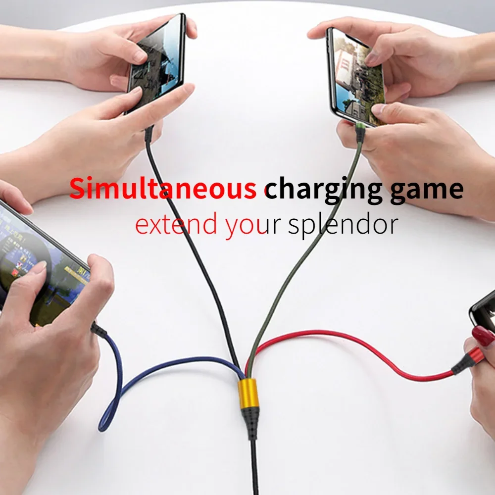 4 in 1 Charging Cable for Multiple Devices Charging Cable 5V 3 in 1 Universal USB Cable with IP/Micro USB/ Type C Port Cord