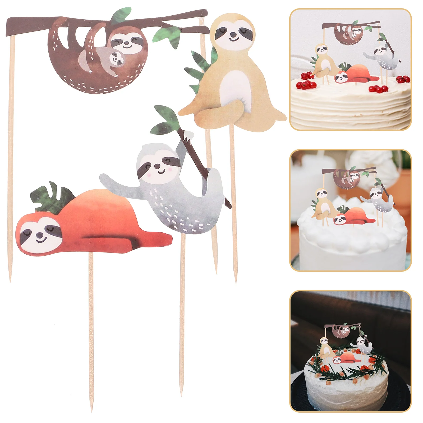 Sloth Cake Topper Set Creative Decor Cake Topper for Birthday Party Festival for Theme Birthday Party Favors Wedding Decor