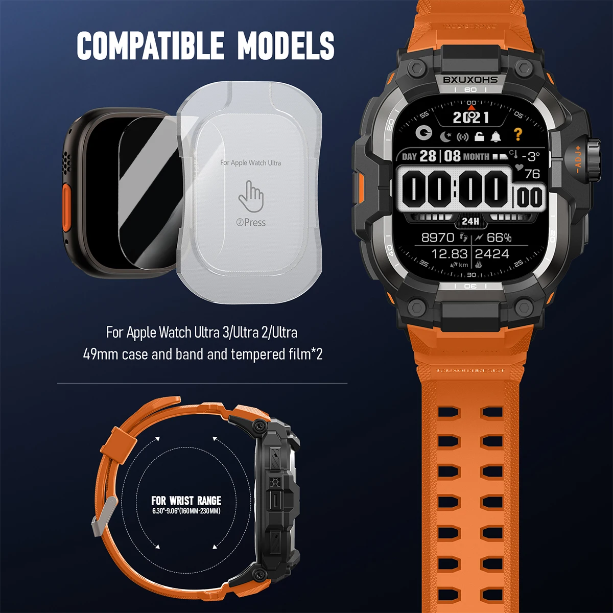 Panzerstil-Gehäuse+Armband für Apple Watch Ultra 3 2 49mm TPU Metall-Abdeckung Taktisches Band für Series 11 10 9 8 7 SE Ersatz-Kit – Detail 6