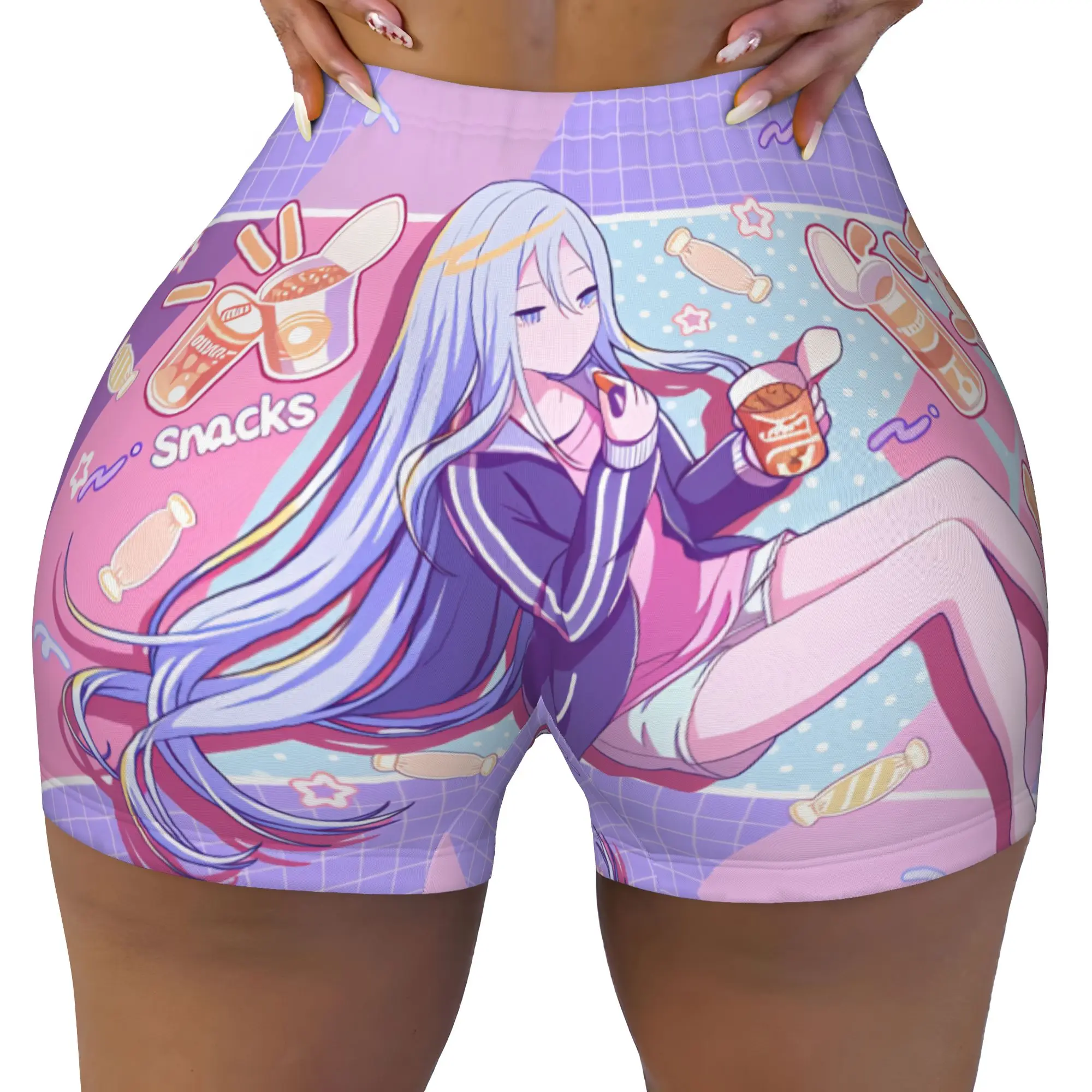 Custom Women Yoisaki Kanade H-Hatsune M-Miku  Workout Yoga Shorts  Gym Athletic Biker Running Shorts