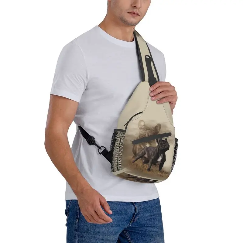 Saco de Buldogue Francês personalizado para Homens, Ombro, Mochila Peito Crossbody, Viagem, Mochila de Caminhada, Pet Dog, Moda Legal