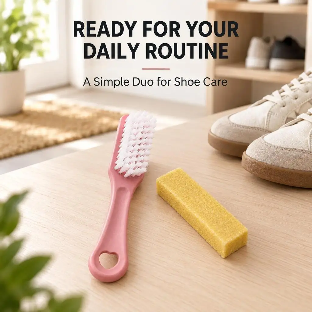 Shoe Care Cleaning Kit, 2-Piece Suede Shoe Brush & Cleaning Eraser Set, Sneaker Stain Remover for Suede & Nubuck Leather Shoes