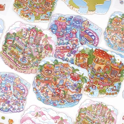Card Lover 4 Pcs [Cat star Dream Series] Landscape Sticker Cartoon PET Sticker Material Scrapbook Kit Style Three-Dimensional 3D