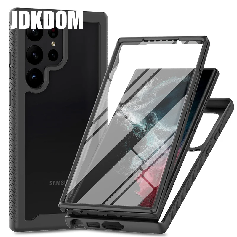JDKDOM Transparent Screen Protective Phone Case For Samsung S26 S25 Edge S24 S23 Ultra Plus FE Shockproof Clear Armor Cover