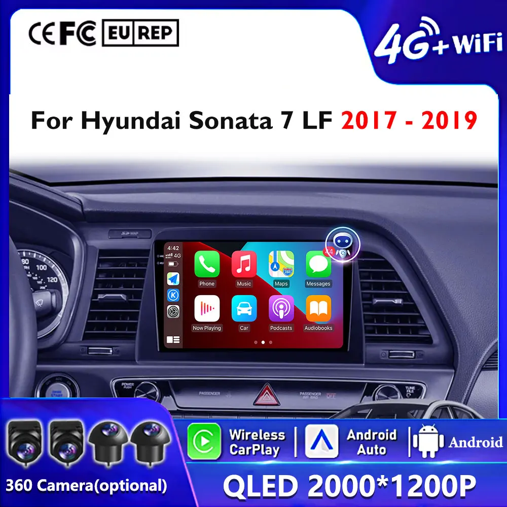 أندرويد 16 2K لشركة هيونداي سوناتا 7 LF 2017 - 2019 راديو السيارة الوسائط المتعددة مشغل فيديو الملاحة ستيريو نظام تحديد المواقع No 2din 2 din dvd #1