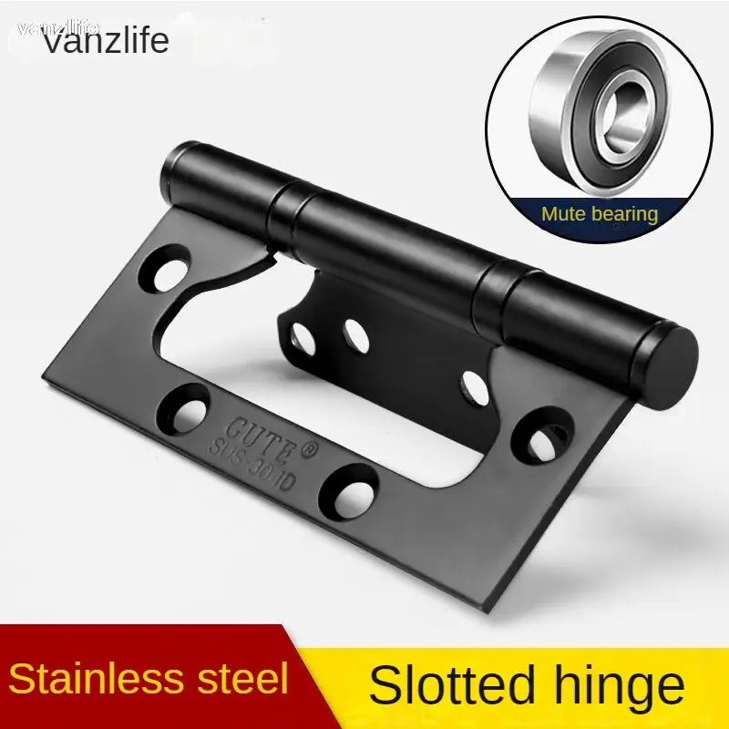 Sub-Mother Hinge Black 4-Inch Mute Slotted-Free Indoor Wooden Door Stainless Steel Loose-Leaf Letter Hinge Single Piece