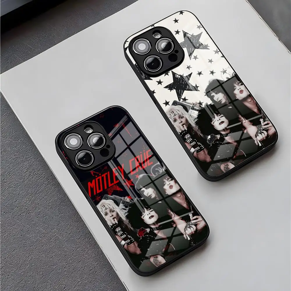 Популярный чехол для телефона Motley Crue для iPhone 17, 15 Pro Max, 13, 12, 16 Pro, 11, 14 Plus, X, XR, XS, 8, 7 Plus, SE, стеклянная крышка