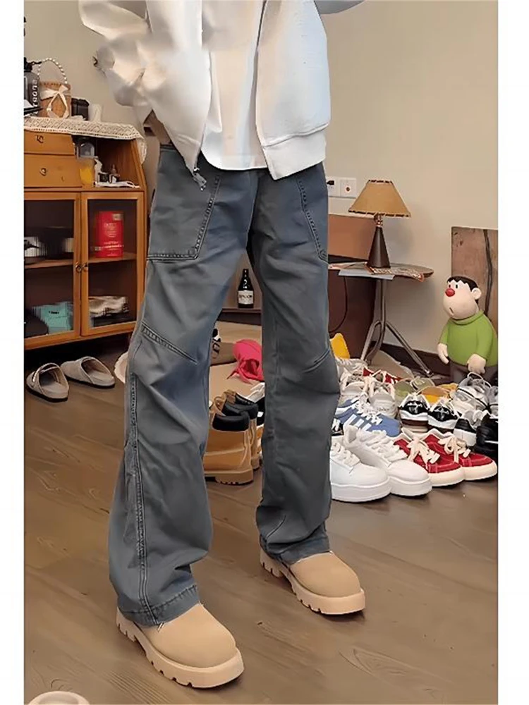 

Мужские рабочие брюки American Sleey: осенне-зимние прямые джинсы CleanFit в стиле ретро, из денима, с эффектом потертости