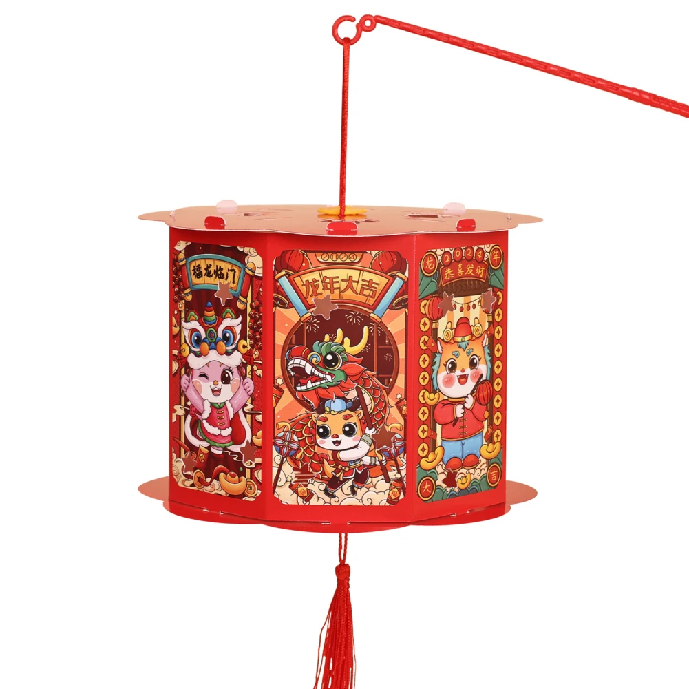 Red Chinese Festival Lantern Traditional Hand Made Paper Lanterns New Dragon Year Festival Lantern DIY Chinese for Kids Ancient