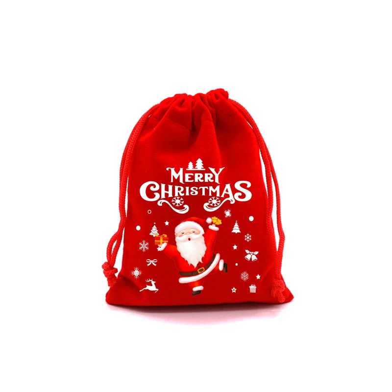 5Pcs/Lot Christmas Velvet Bags 9x12 13x18cm Small Candy Gift Bag Drawstring Pouch Xmas Favor Bracelet Jewelry Packaging Bags