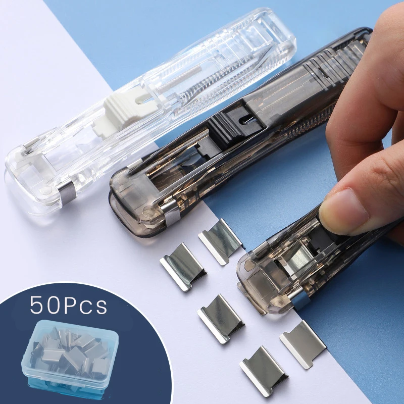 Transparent Stapler New Office Accessories Grapadora Removable Metal Clip Pusher Spillatrice School Supplies Push Clip Stapler