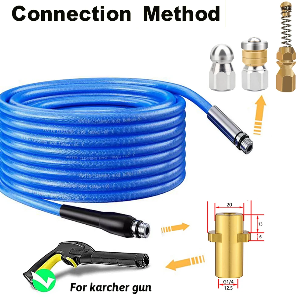 High Pressure Washer Hose Pipe 20M For Karcher Parkside Bosch Adapter Sewer Nozzle Sewer Piping Cleaning Cleaner Jet Washer