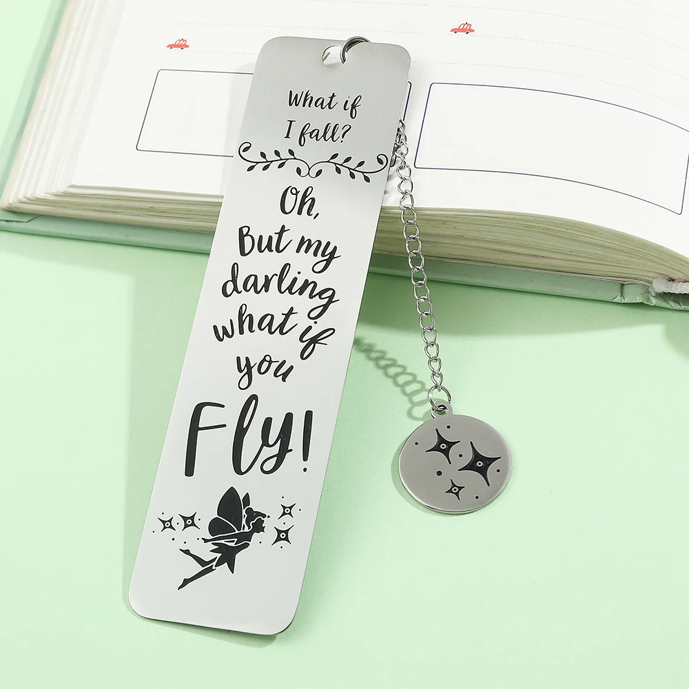 Stainless Steel Elf Sprite Incentive Quote Bookmark Exquisite Page Marker Stationery for Bookworm Readings Lovers Men Women Gift