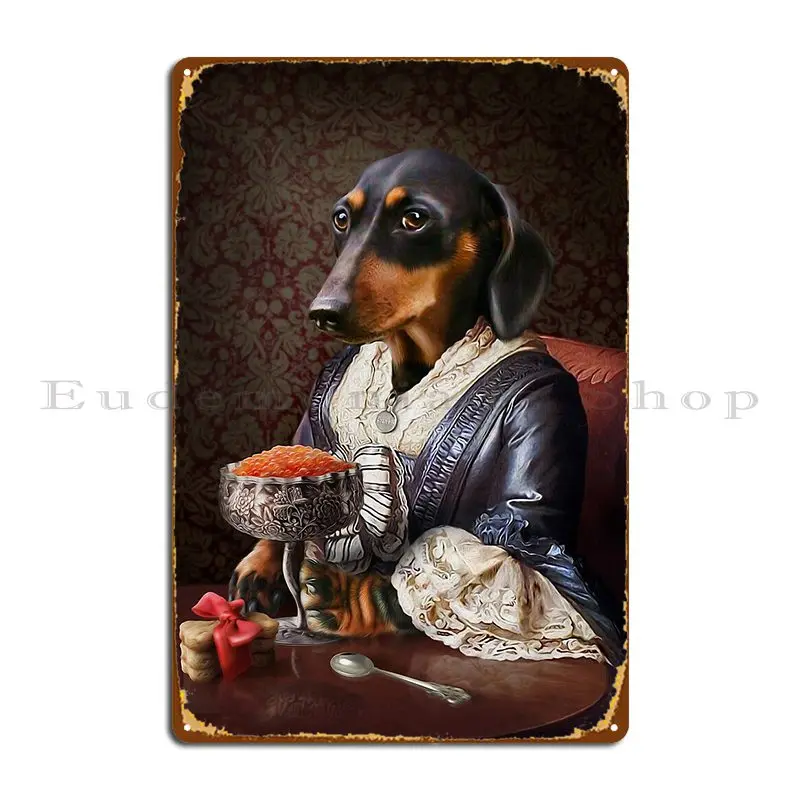 Daschund Portrait Frankie Metal Plaque Personalized Iron Plaques Designing Cave Tin Sign Poster