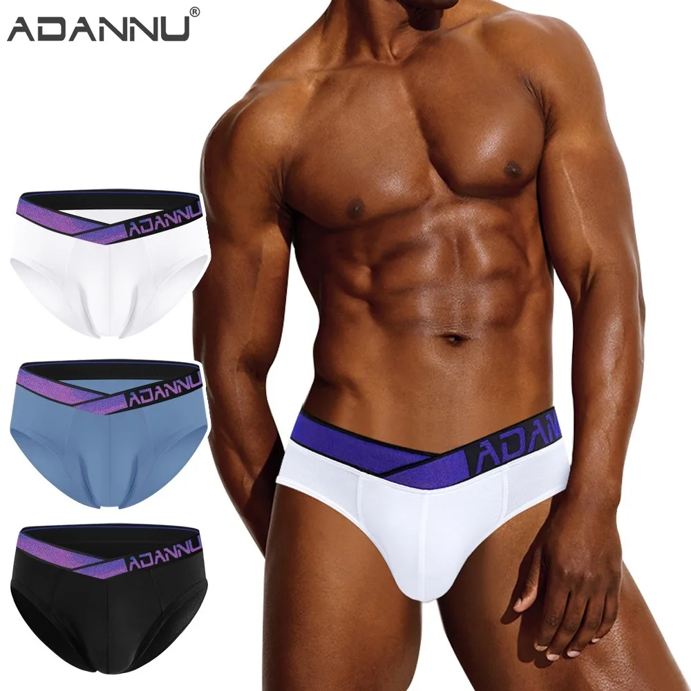 

Трусы с градиентным V-образным поясом, модальное мужское треугольное лазерное нижнее белье, удобные однотонные сексуальные U-образные выпуклые трусы с низкой талией, модные